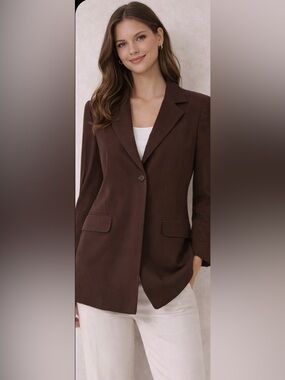Dana Buchman Chocolate Brown Single-Button Blazer